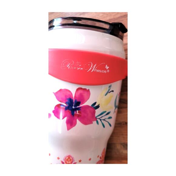 The Pioneer Woman 40oz Folk Geo Pink Stainless Steel Insulated Tumbler Handle - Picture 4 of 14